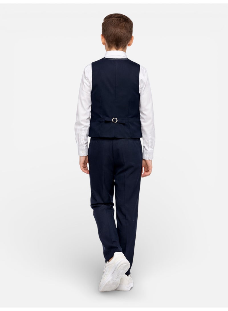 victor and jane Navy Waistcoat, Shirt, Trousers & Bow Tie Set - Image 2